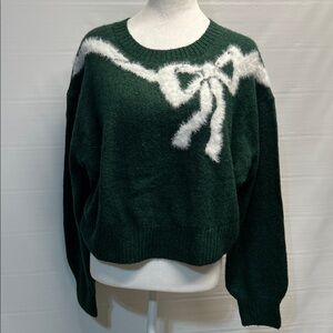 Sincerely, Jules, green and white Christmas sweater size L